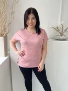 F&F  (XL) Rózsaszín Cirmosmintás, Oldalt Sliccelt Kerek Nyakú Felső