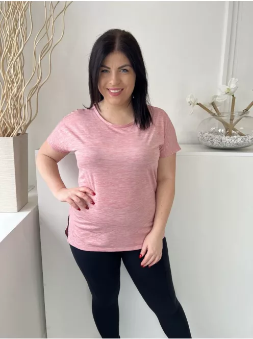 F&F  (XL) Rózsaszín Cirmosmintás, Oldalt Sliccelt Kerek Nyakú Felső