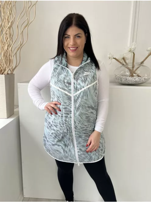 Nike (L) Gyíkzöld Elől Cipzáros, Kapucnis Zsebes, Alul Dupla Anyagú Mellény