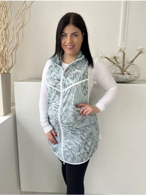 Nike (L) Gyíkzöld Elől Cipzáros, Kapucnis Zsebes, Alul Dupla Anyagú Mellény