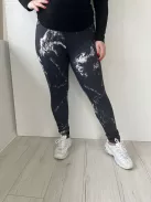 TU (L) Fekete Fehér Márvány Mintás Gumisderekú, Rugalmas Anyagú Nadrág