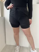 M&S (L) Fekete Derékban Összehúzható, Megkötős Zsebes, Bélelt Rövidnadrág