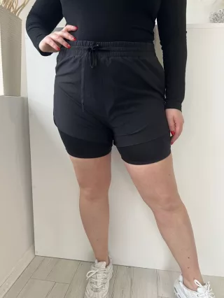   M&S (L) Fekete Derékban Összehúzható, Megkötős Zsebes, Bélelt Rövidnadrág