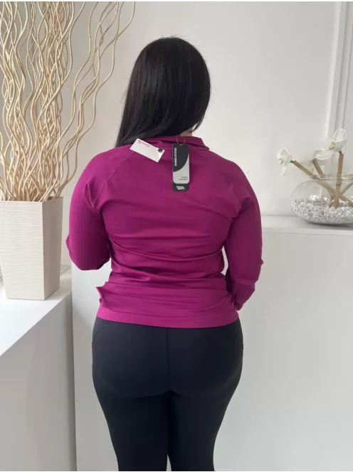 ÚJ Dunnes (L) Fukszia Mellnél Cipzáros Anyagában Mintás, Rugalmas Anyagú Felső