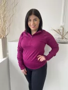 ÚJ Dunnes (L) Fukszia Mellnél Cipzáros Anyagában Mintás, Rugalmas Anyagú Felső