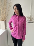 T.M. Lewin (M) Rózsaszín Virágmintás, Elől Végig Gombos Galléros, 100% Pamut Alapanyagú Felső