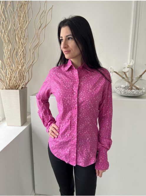 T.M. Lewin (M) Rózsaszín Virágmintás, Elől Végig Gombos Galléros, 100% Pamut Alapanyagú Felső