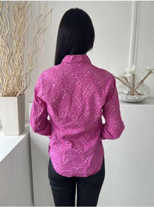 T.M. Lewin (M) Rózsaszín Virágmintás, Elől Végig Gombos Galléros, 100% Pamut Alapanyagú Felső