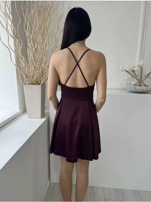 New Look (M) Padlizsán Oldalt Cipzáros, Hátul Keresztpántos Derékban Szabott Ruha