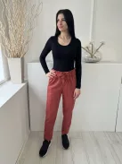 Denim Co (S) Téglapiros Elől Gombos, Derékban Megkötős Papperbag Fazonú, Farmer Nadrág