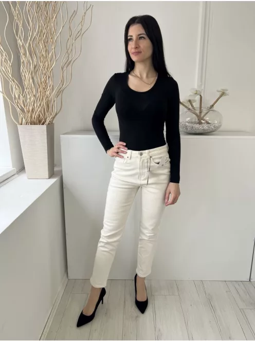 ÚJ Primark (S) Drapp Elől Gombos, Zsebes Szűkített Szárú, Farmer Nadrág