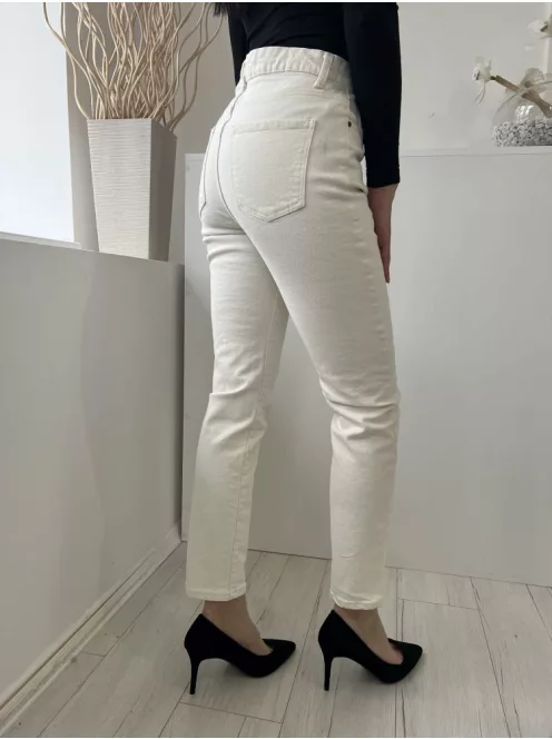 ÚJ Primark (S) Drapp Elől Gombos, Zsebes Szűkített Szárú, Farmer Nadrág