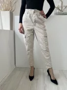 F&F (M) Drapp Elől Gombos, Oldalt Zsebes Derékban Gumírozott Nadrág