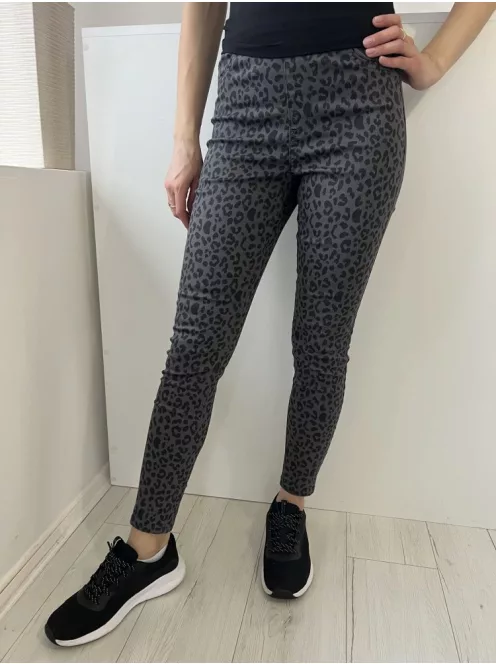 M&S (M) Szürke Fekete Foltmntás, Gumisderekú Díszzsebes, Szűkített Szárú Nadrág