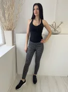 M&S (M) Szürke Fekete Foltmntás, Gumisderekú Díszzsebes, Szűkített Szárú Nadrág