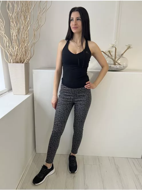 M&S (M) Szürke Fekete Foltmntás, Gumisderekú Díszzsebes, Szűkített Szárú Nadrág