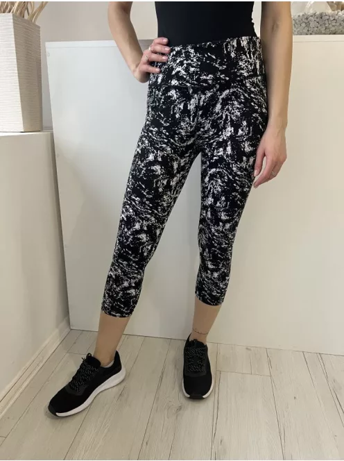  (M) Fekete Fehér Mintás, Gumisderekú Rugalmas Anyagú Nadrág