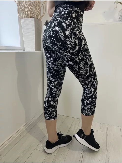  (M) Fekete Fehér Mintás, Gumisderekú Rugalmas Anyagú Nadrág