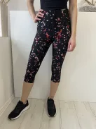 M&S (M) Fekete Színes Foltmintás, Belül Összehúzható Megkötős, Zsebes, Térd Nadrág