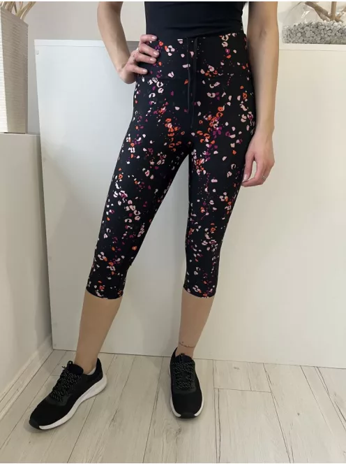 M&S (M) Fekete Színes Foltmintás, Belül Összehúzható Megkötős, Zsebes, Térd Nadrág