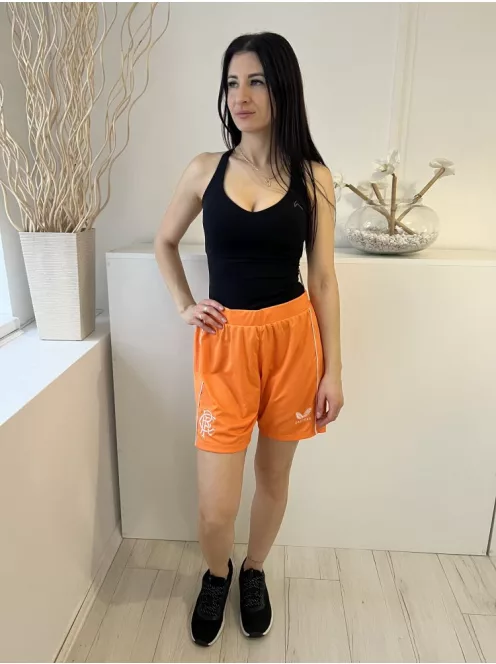 ÚJ Castore (M) Narancssárga Belül Összehúzható, Megkötős Oldalt Fehér Díszcsíkos Rövidnadrág