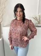 ÚJ Boden (M) Mályva Színes Mintás, Hátul Nyakban Gombos Hátul Nyitott Felső