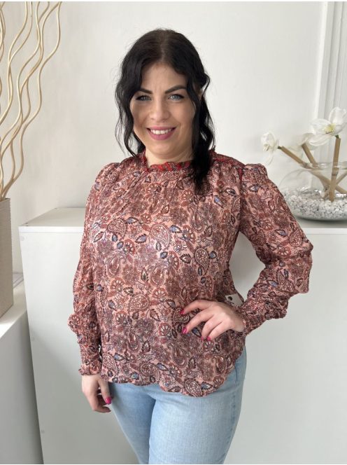 ÚJ Boden (M) Mályva Színes Mintás, Hátul Nyakban Gombos Hátul Nyitott Felső