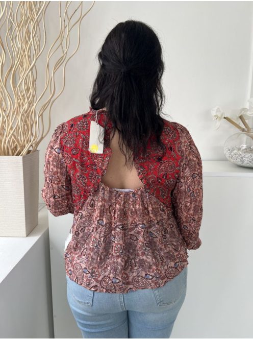 ÚJ Boden (M) Mályva Színes Mintás, Hátul Nyakban Gombos Hátul Nyitott Felső