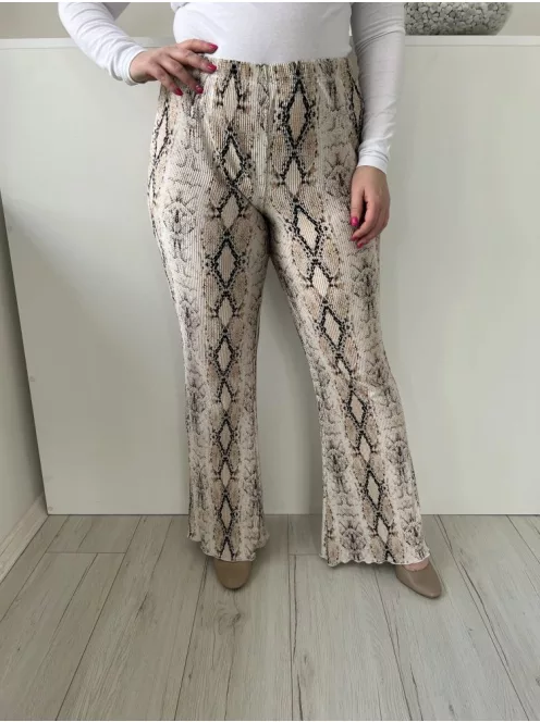 TopShop (M) Drapp FeketeKígyóbőrmintás Gumisderekú, Pliszírozott Nadrág