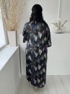 Primark (M) Színes Mintás, V Kivágású Fényes Anyagú, Bélelt Ruha