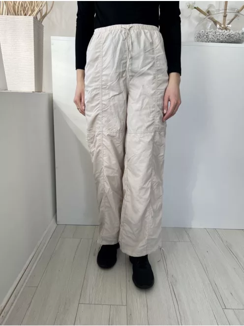 H&M (XS) Drapp Elől Összehúzható, Megkötős Zsebes, Alul Megkötős Nadrág