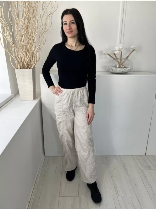 H&M (XS) Drapp Elől Összehúzható, Megkötős Zsebes, Alul Megkötős Nadrág