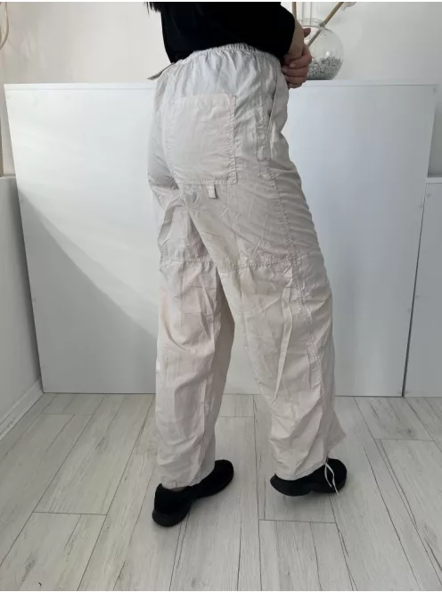 H&M (XS) Drapp Elől Összehúzható, Megkötős Zsebes, Alul Megkötős Nadrág