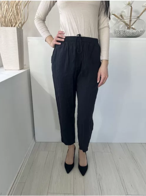 ZARA (M) Fekete Derékban Összehúzható, Zsebes Megkötős, Vékony Anyagú Nadrág