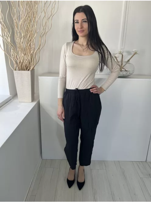 ZARA (M) Fekete Derékban Összehúzható, Zsebes Megkötős, Vékony Anyagú Nadrág