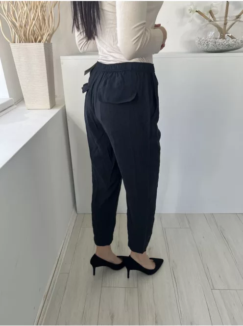 ZARA (M) Fekete Derékban Összehúzható, Zsebes Megkötős, Vékony Anyagú Nadrág