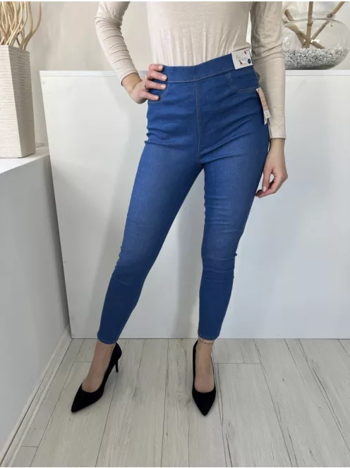 ÚJ Papaya (M) Kék Gumisderekú, Díszzsebes Szűkített Szárú, Rugalmas Anyagú Nadrág