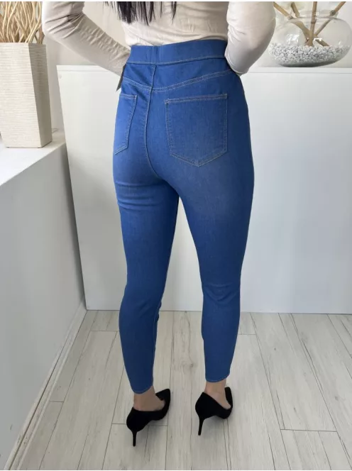 ÚJ Papaya (M) Kék Gumisderekú, Díszzsebes Szűkített Szárú, Rugalmas Anyagú Nadrág