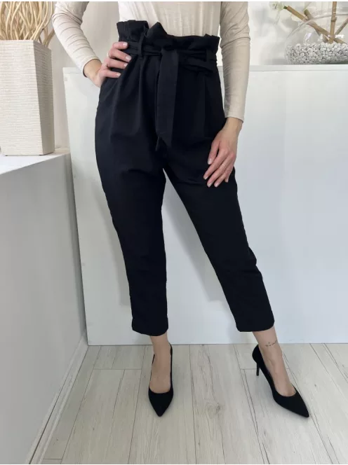 H&M (S) Fekete Elől Kapcsos, Derékban Megkötős Magasderekú, Elegáns Fazonú Nadrág