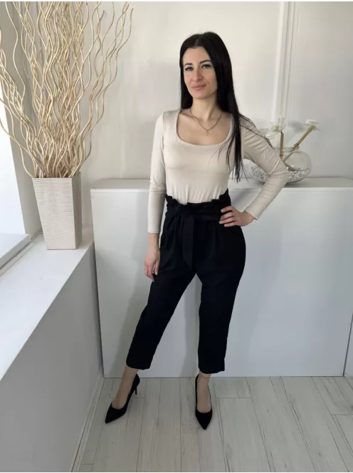 H&M (S) Fekete Elől Kapcsos, Derékban Megkötős Magasderekú, Elegáns Fazonú Nadrág