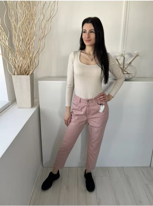 F&F (M) Pasztell Rózsaszín Elől Gombos, Övtartós Zsebes, Farmer Nadrág