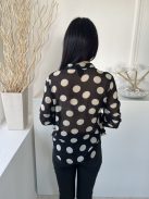 Monki (M) Fekete Fehér Pöttyös, Elől Végig Gombos Áttetsző, Bélés Nélküli Felső