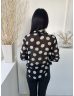   Monki (M) Fekete Fehér Pöttyös, Elől Végig Gombos Áttetsző, Bélés Nélküli Felső
