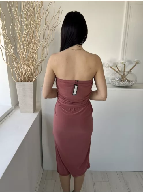 ÚJ Boohoo (M) Mályva Oldalt Húzott, Mellnél Díszcsavarásos Oldalt Sliccelt, Rugalmas Anyagú Ruha