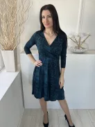 Principles (M) Sötétkék Fekete Kígyóbőrmintás, Mellnél Átlapolt Rugalmas Anyagú Ruha