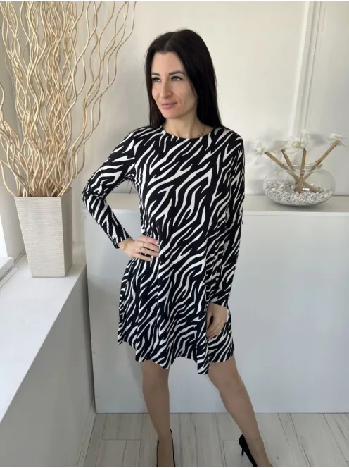 ÚJ F&F (M) Fehér Fekete Zebracsíkos Rugalmas Anyagú Ruha