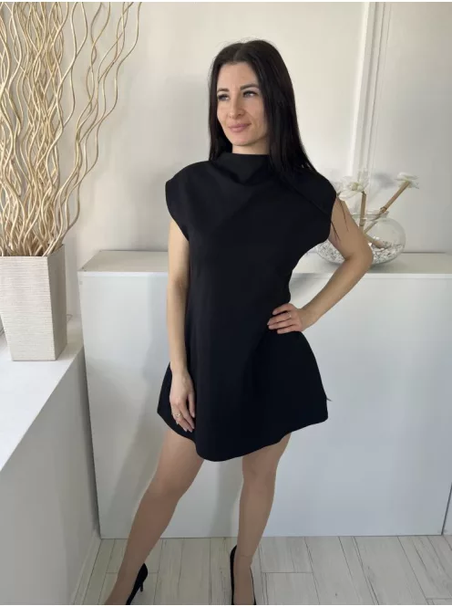 Primark (M) Fekete Hátul Nyakban Gombos Denevér Ujjú, Elegáns Fazonú Ruha