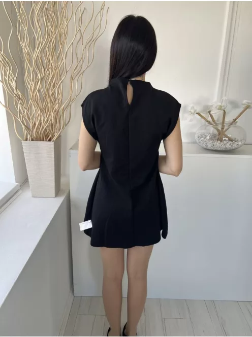 Primark (M) Fekete Hátul Nyakban Gombos Denevér Ujjú, Elegáns Fazonú Ruha