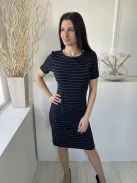 Hobbs (M) Sötétkék Fehér Csíkos, Kerek Nyakú Hátul Cipzáros Ruha