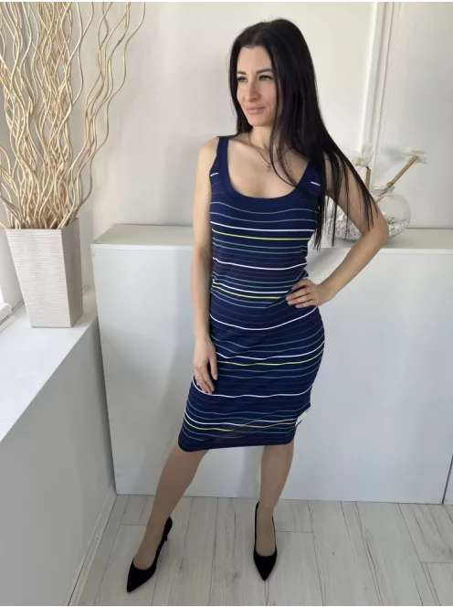 ÚJ Next (M) Kék Színes Csíkos, Pántos Rugalmas Anyagú Ruha